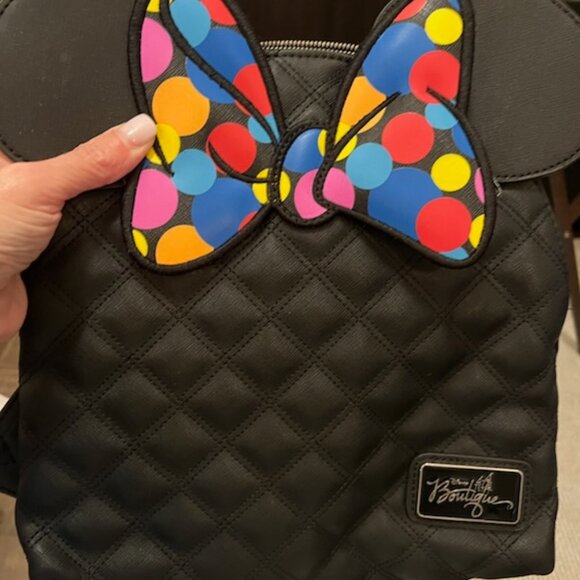 Minnie Mouse Disney Boutique Multi-colored Polka Dot Bow Mini Backpack - Picture 2 of 4